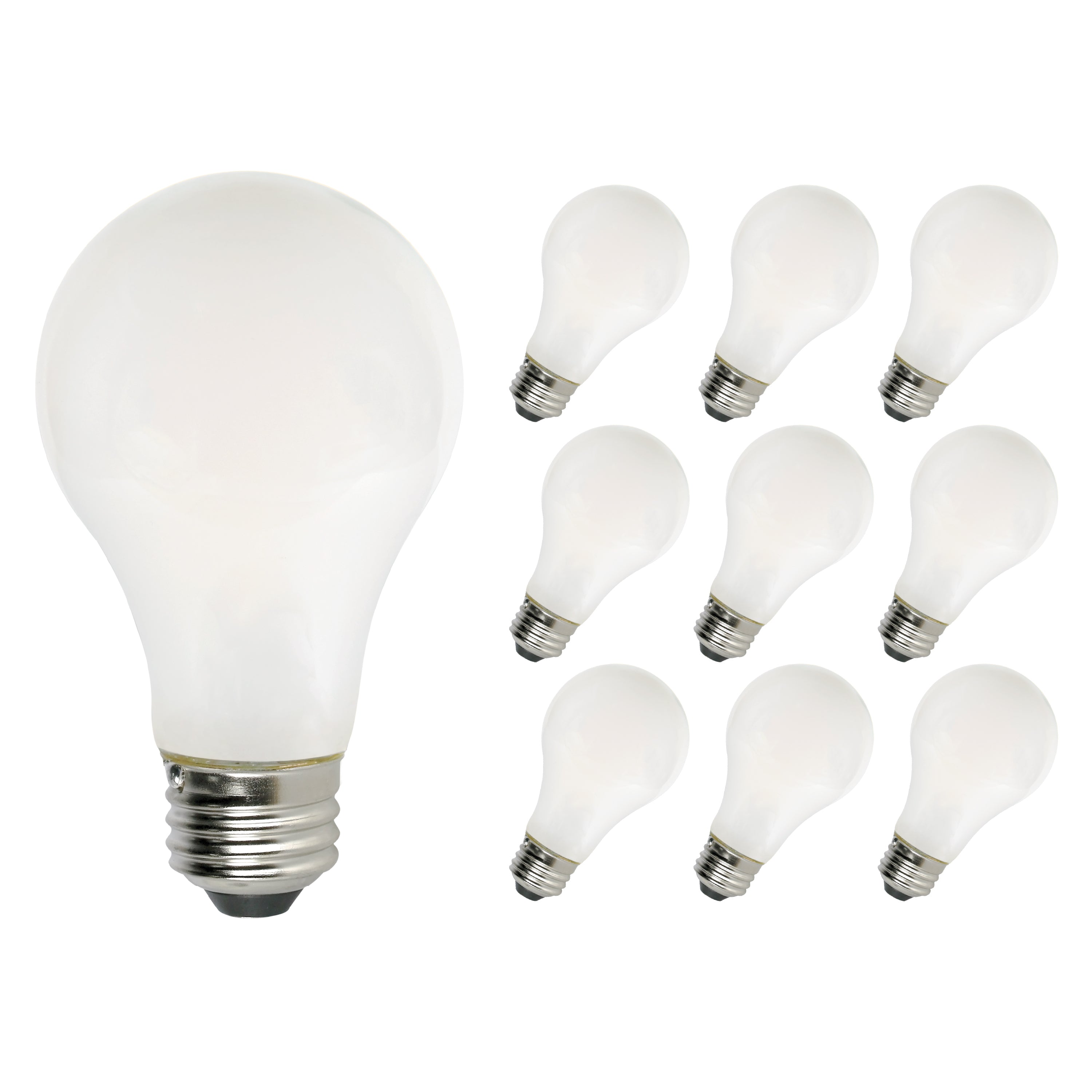 CLEANLIFE® 120VAC A19 White Glass LED Light Bulb 8W (60W Equivalent) Dimmable, CRI 80+