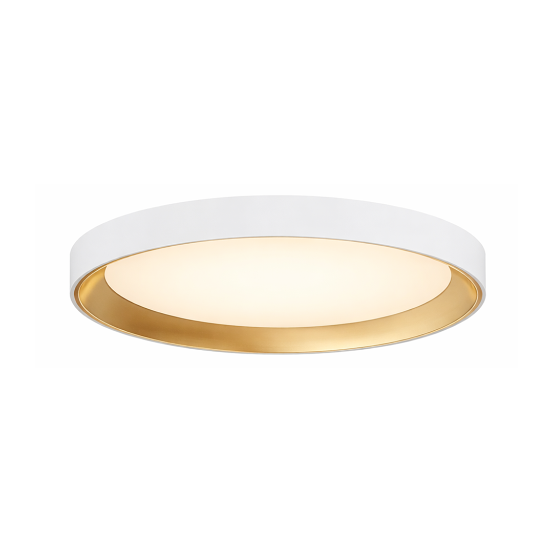 12" UltraLux® 48-51V DC Dual Tone Ceiling Light – Matte White / Brushed Gold