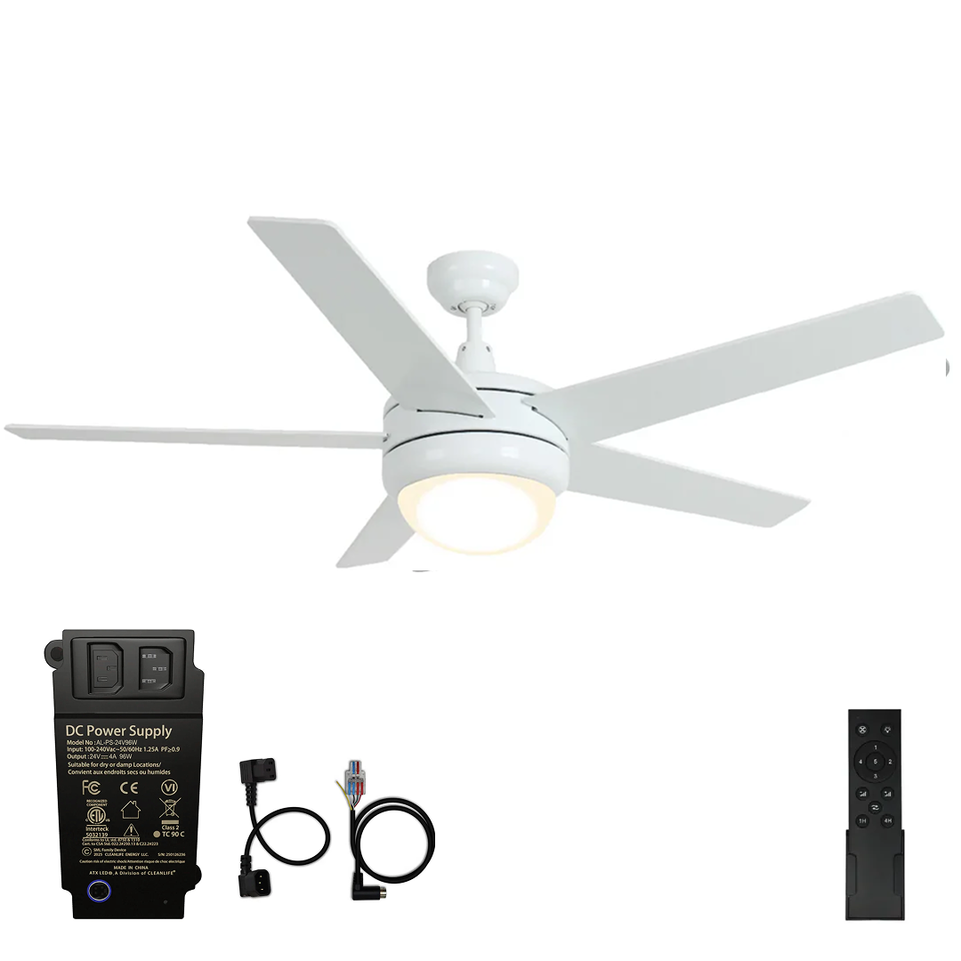 CLEANLIFE® 24V DC Ceiling Fan Upgrade Kit - Matte White *Free Shipping*
