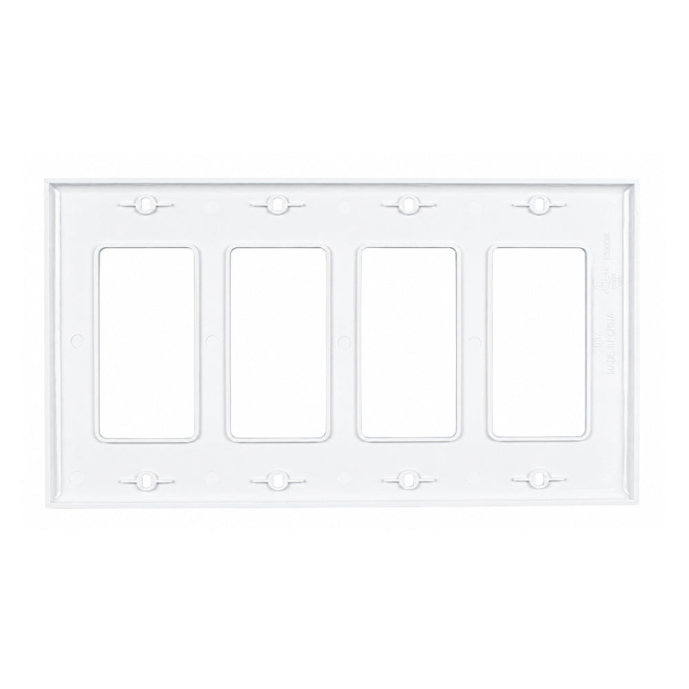 4-Gang Standard Wall Plate - Glossy White