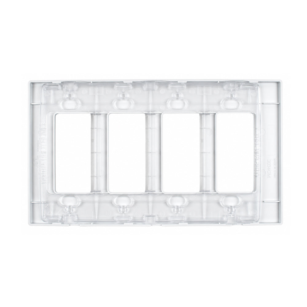 4-Gang Midsize Screwless Wall Plate - Glossy White