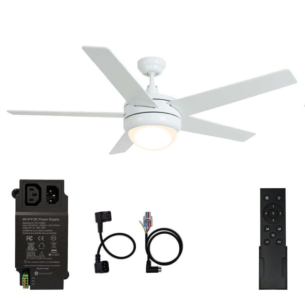 CLEANLIFE® 48V DC Ceiling Fan Upgrade Kit - Matte White