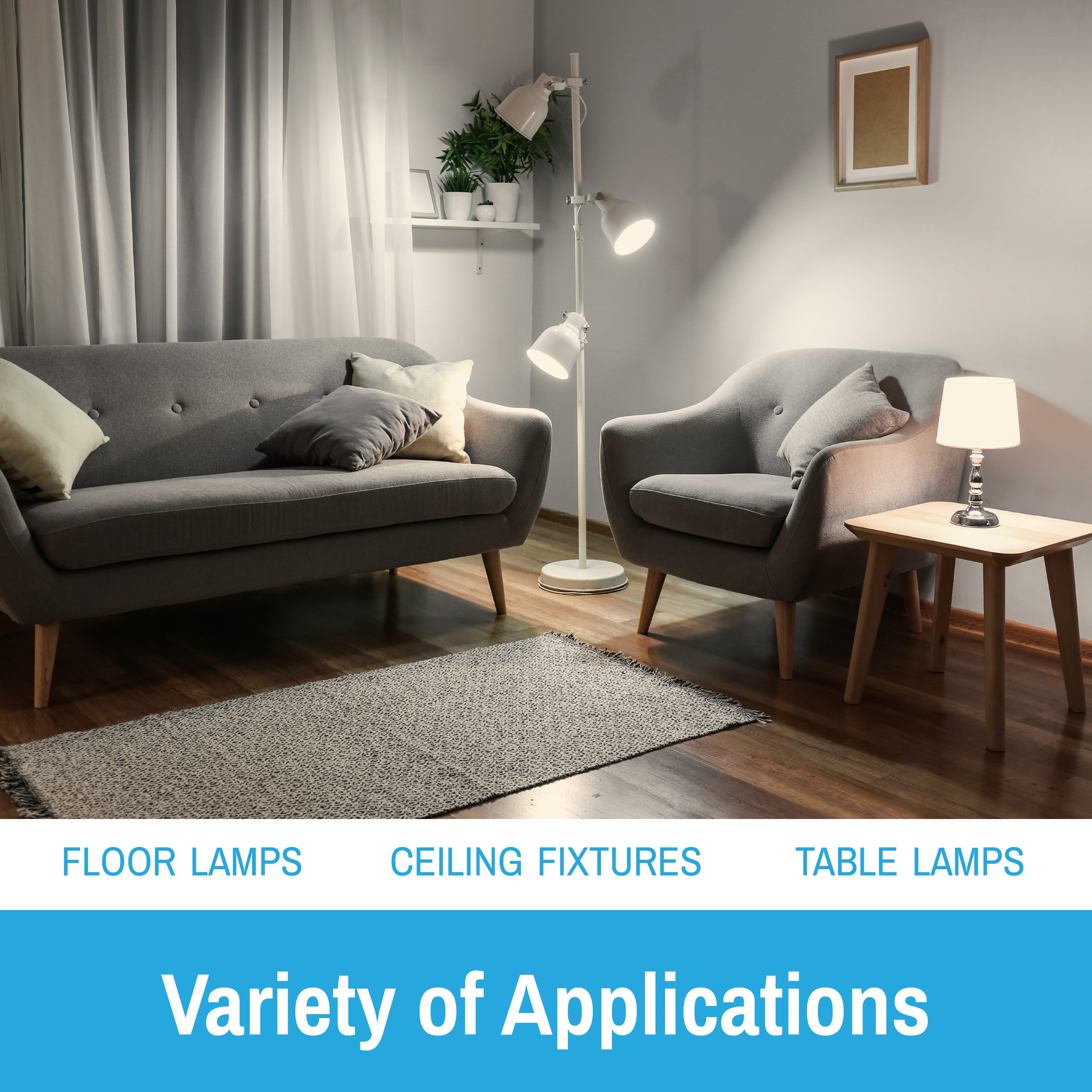 CLEANLIFE® 120VAC A19 White Glass LED Light Bulb 8W (60W Equivalent) Dimmable, CRI 90+