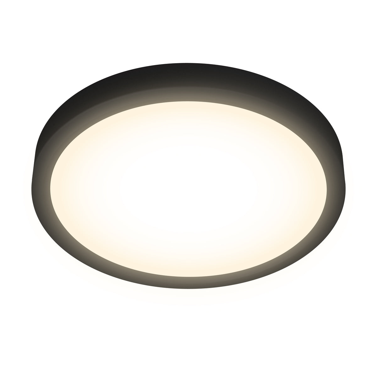 7" CLEANLIFE® 48-51V DC Edgelit LED Round Panel, Matte Black