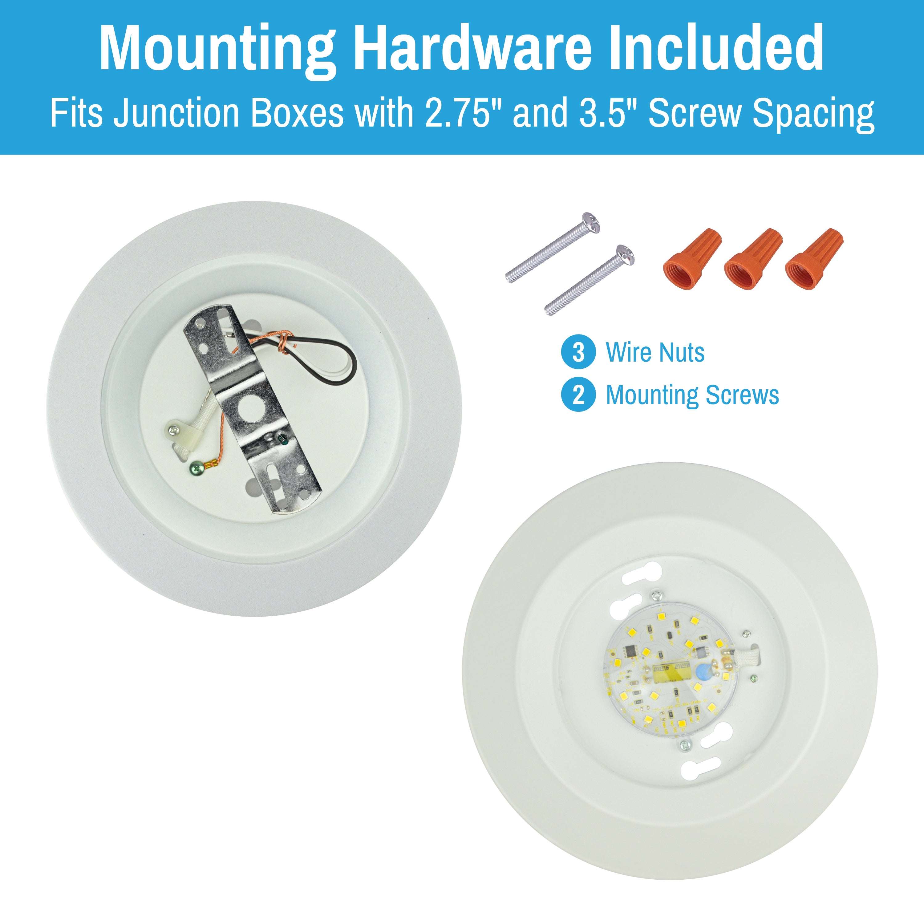 CLEANLIFE® 120VAC 7" LED Flush Mount Disc Light (2-Pack)