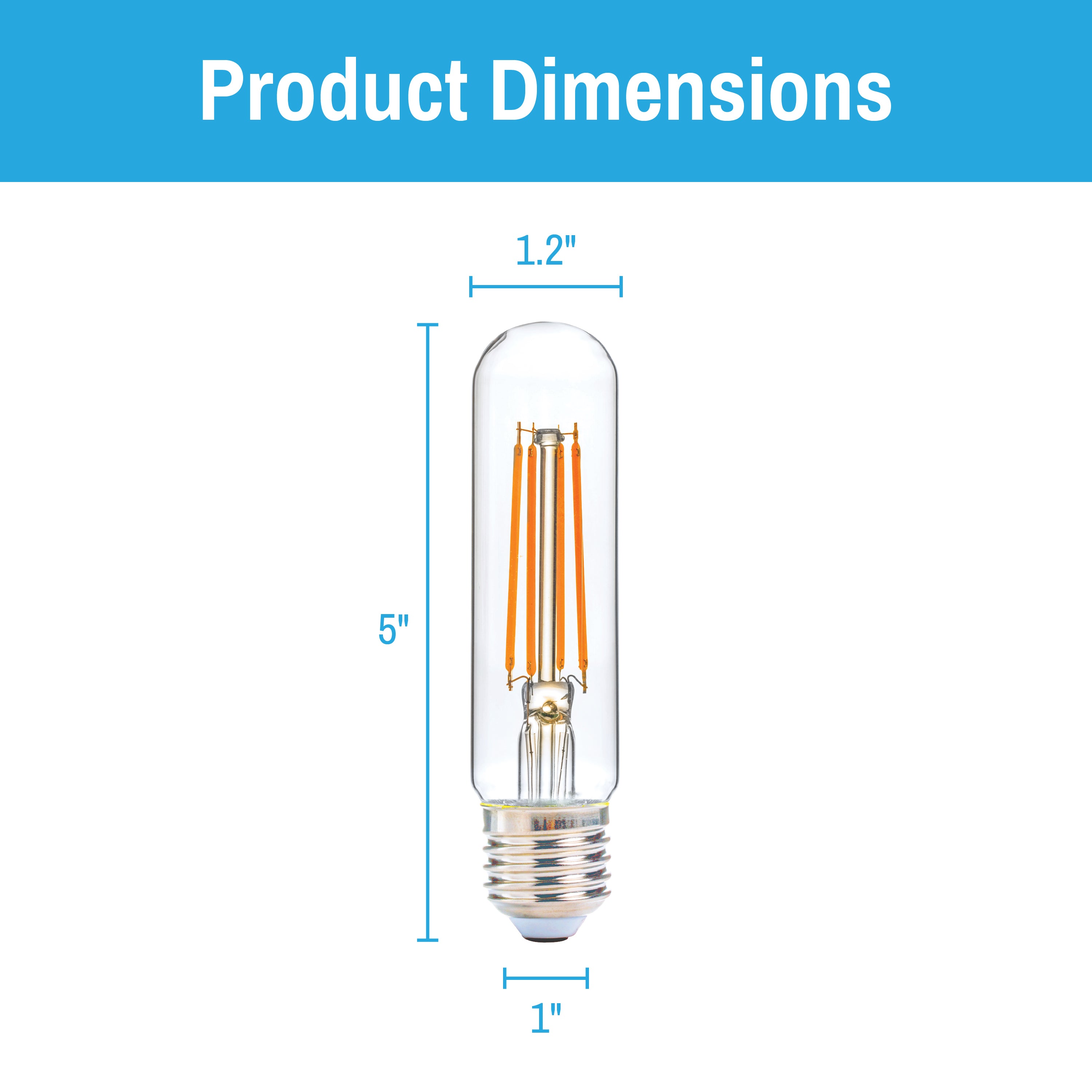 CLEANLIFE® 120VAC T10 Glass LED Light Bulb 5.5W (40W Equivalent) Dimmable