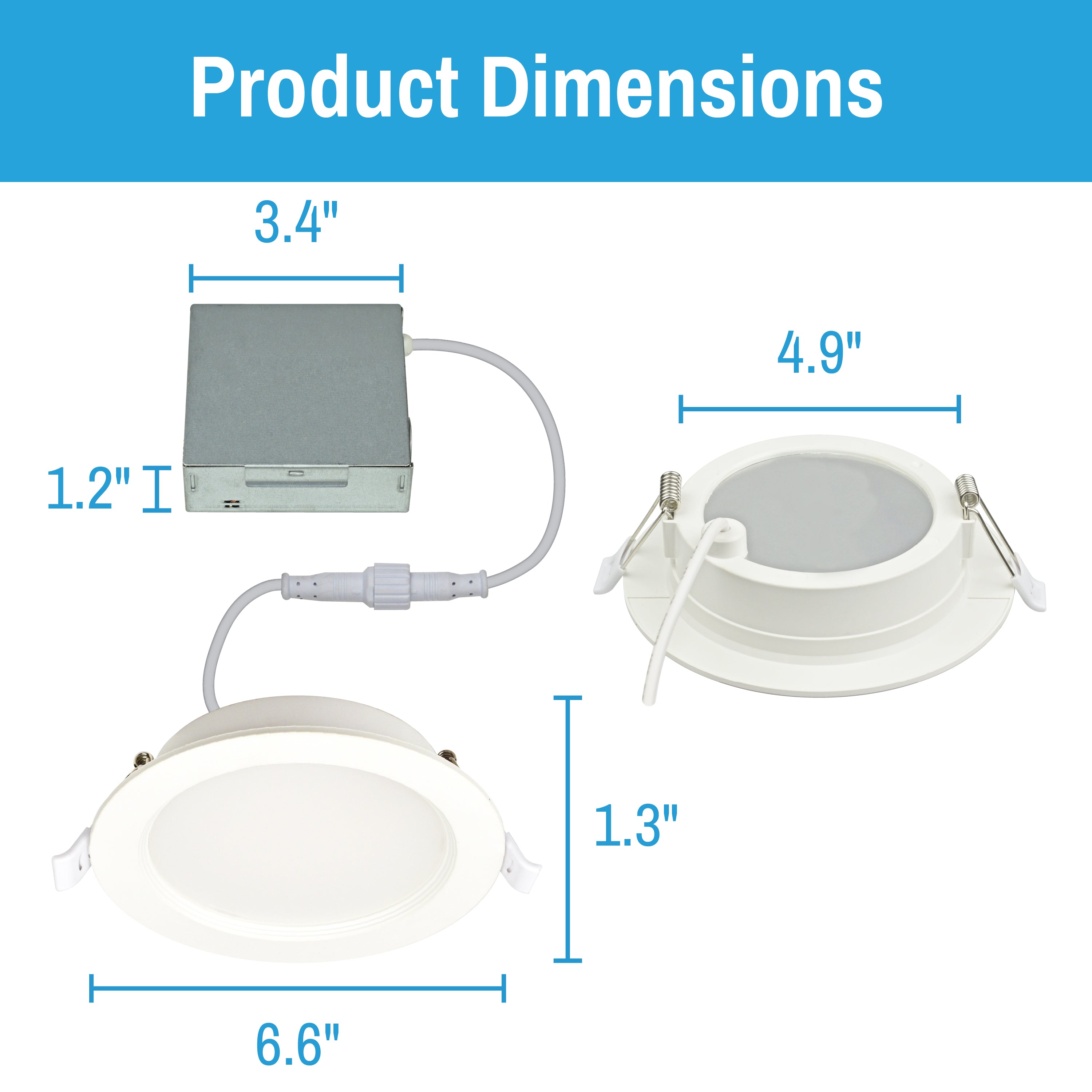 CLEANLIFE® 120VAC 6" Recessed LED Canless Downlight