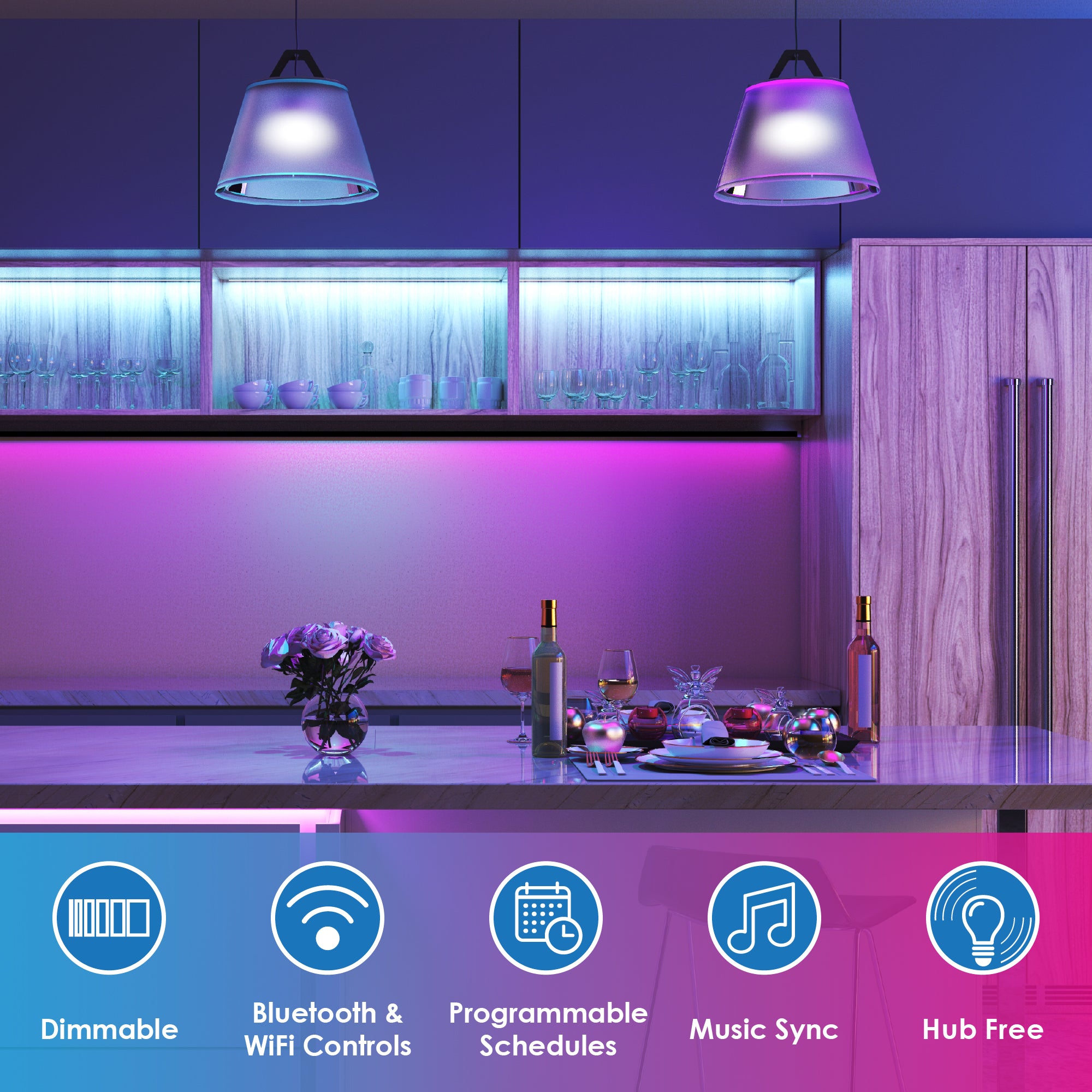 CLEANLIFE® Smart 120VAC A19 RGB + Tunable White LED Light Bulbs 2-Pack with Remote Control