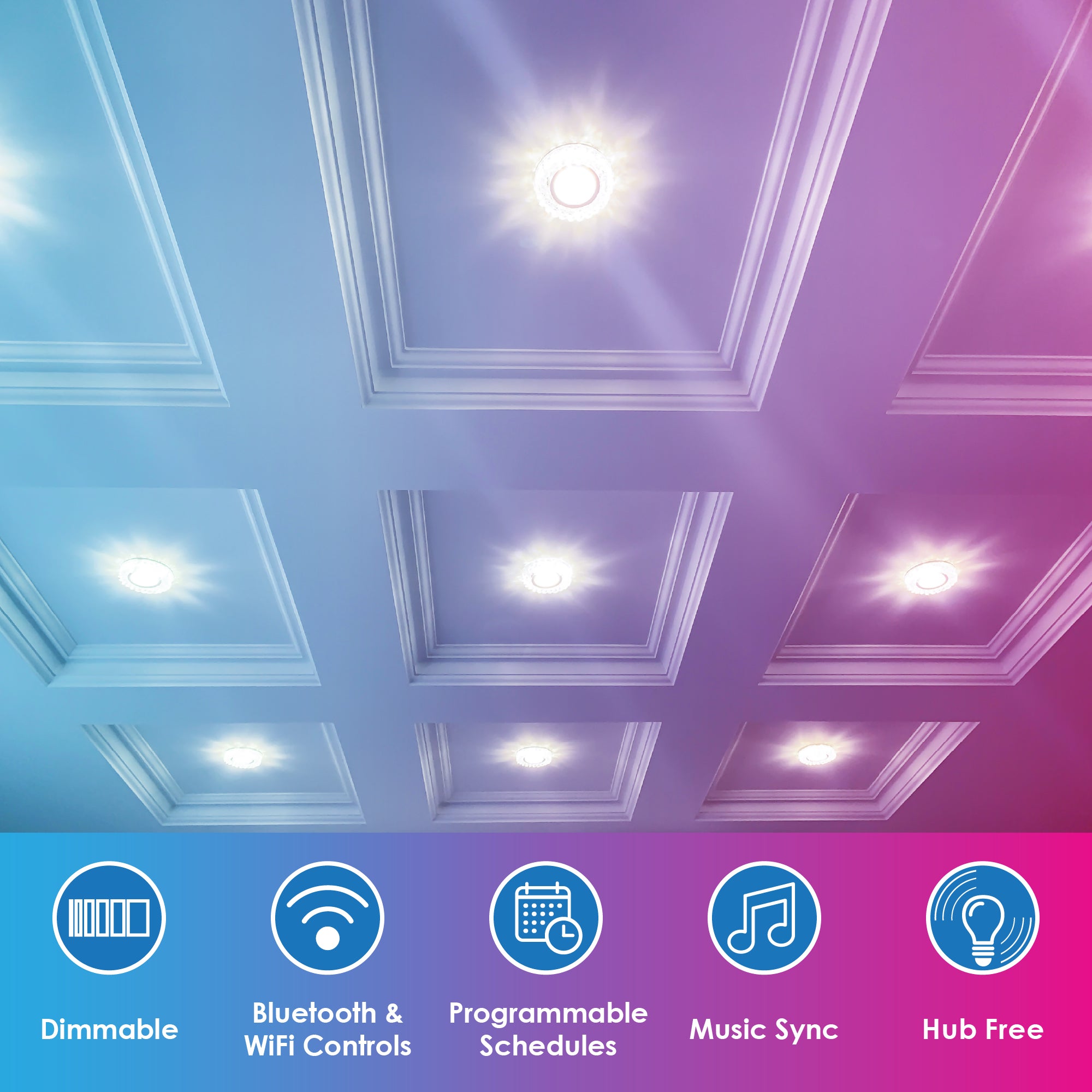 CLEANLIFE® 120VAC 5/6" Smart LED Downlights 2-Pack with Smart Remote Control Bundle