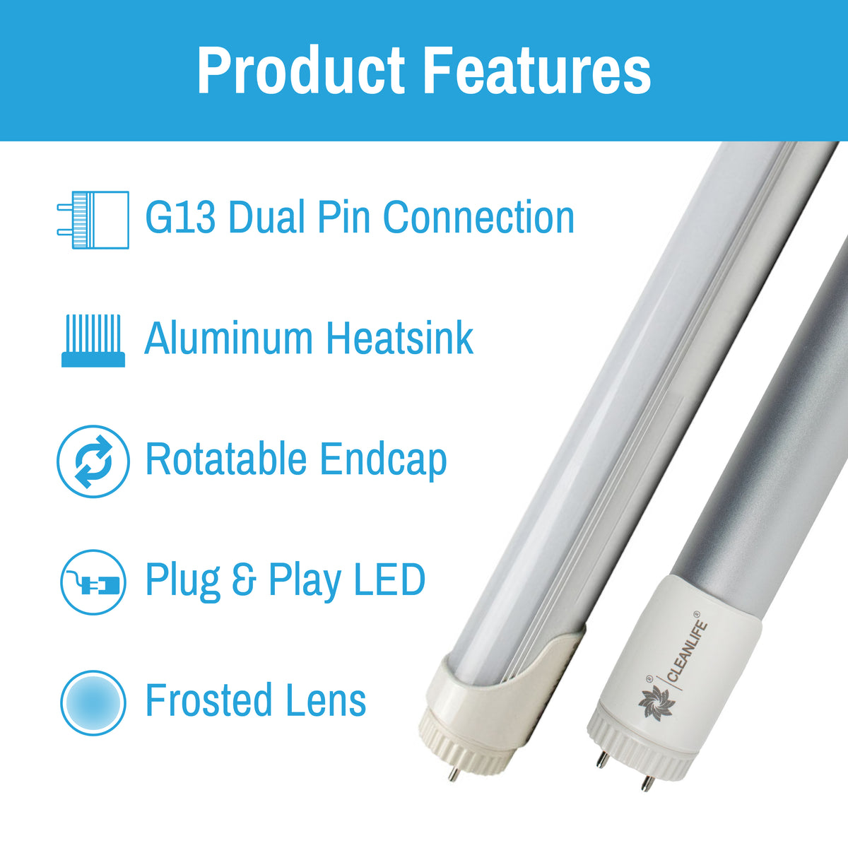 High Power Instantstart® Led Light Tube (frosted) 6-pack – Cleanlife