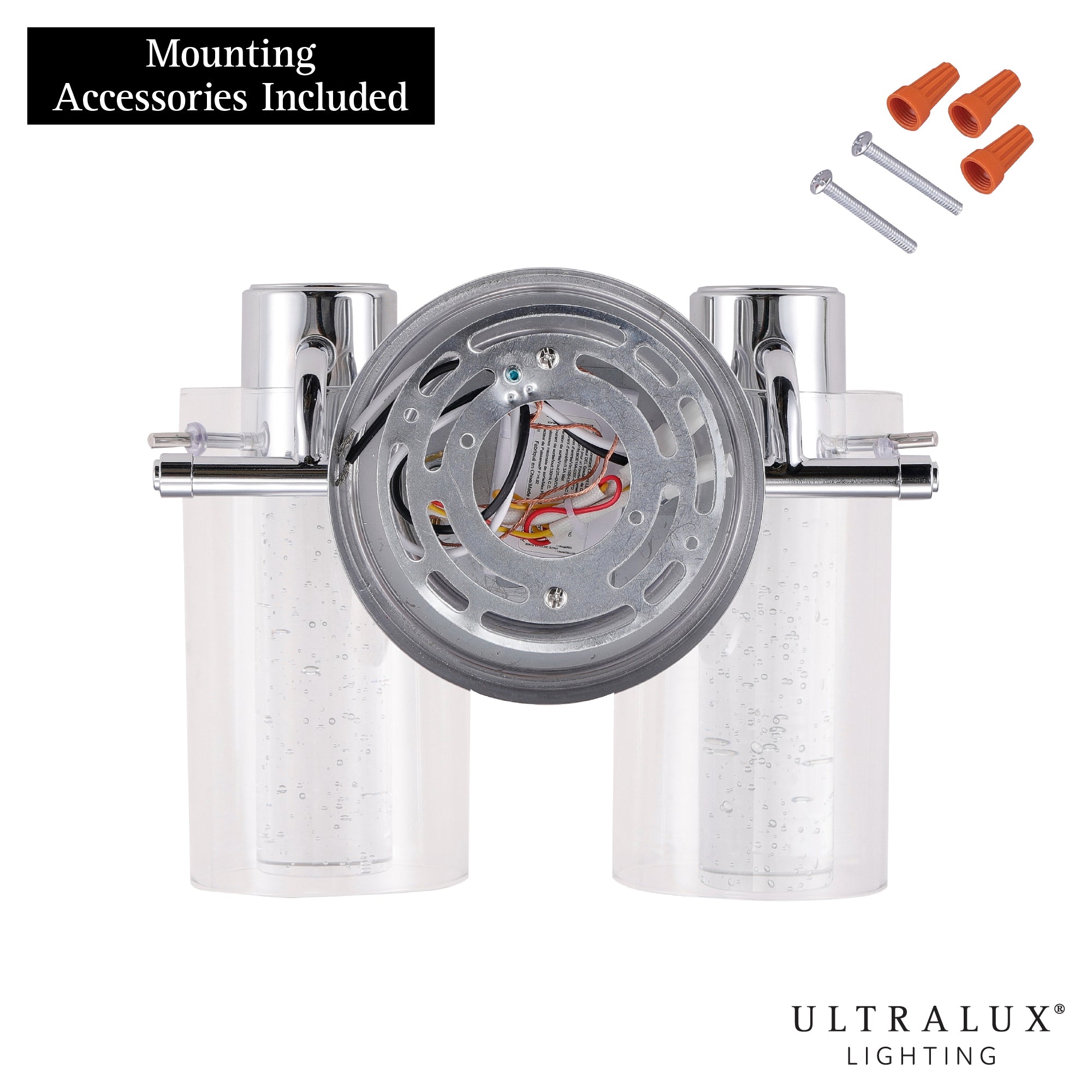 120VAC ULTRALUX® 9" Bubble Glass LED Vanity Light 2-Lamp