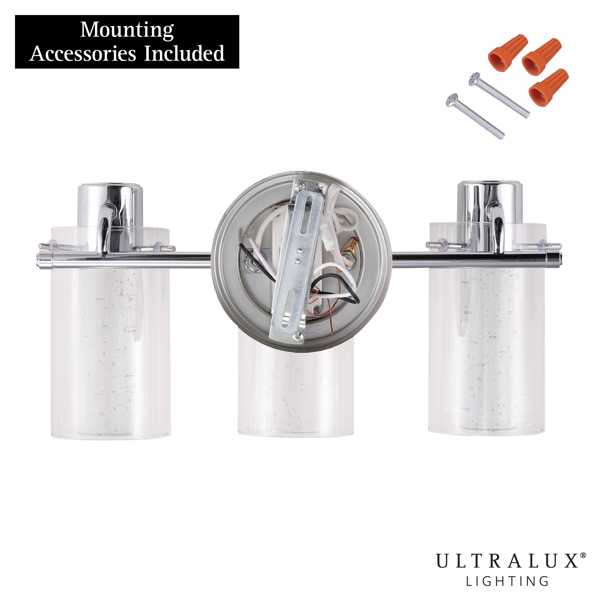 ULTRALUX® 120VAC 15" Bubble Glass LED Vanity Light 3-Lamp