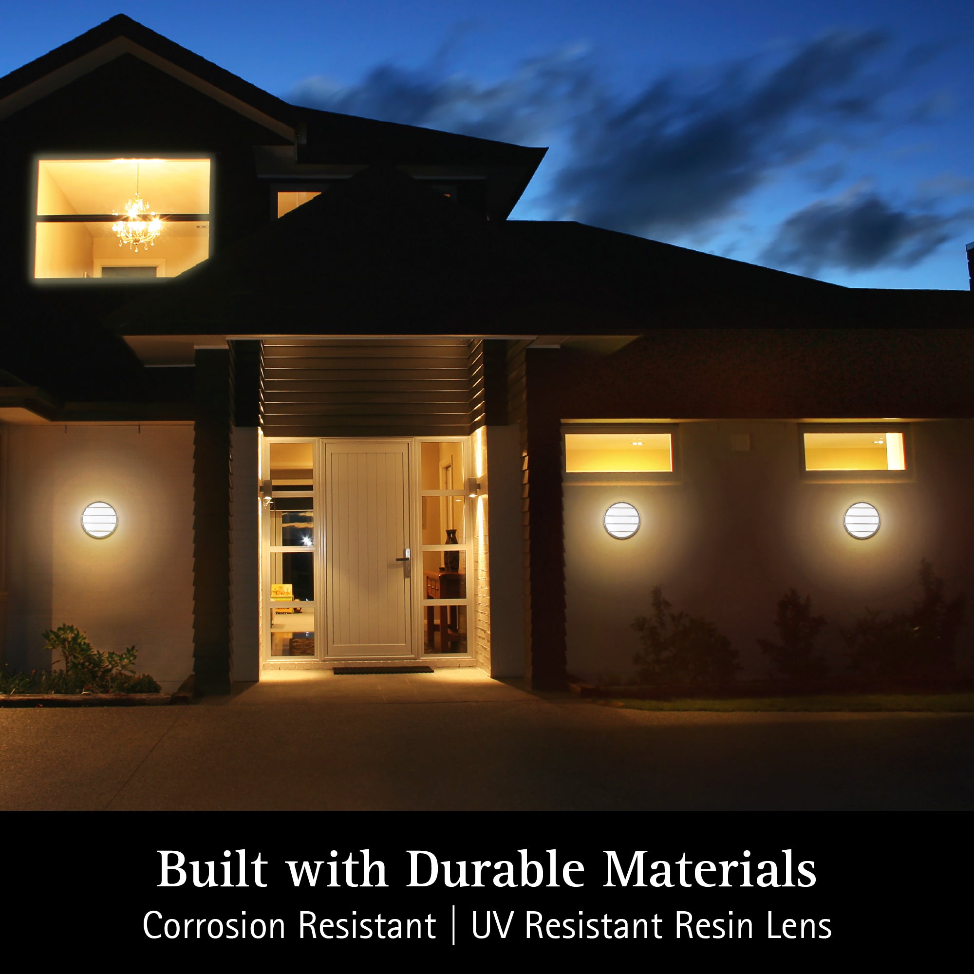 120VAC ULTRALUX® 9" Utility LED Outdoor Round Bulkhead Light - CCT Switchable (3000K/4000K/5000K)