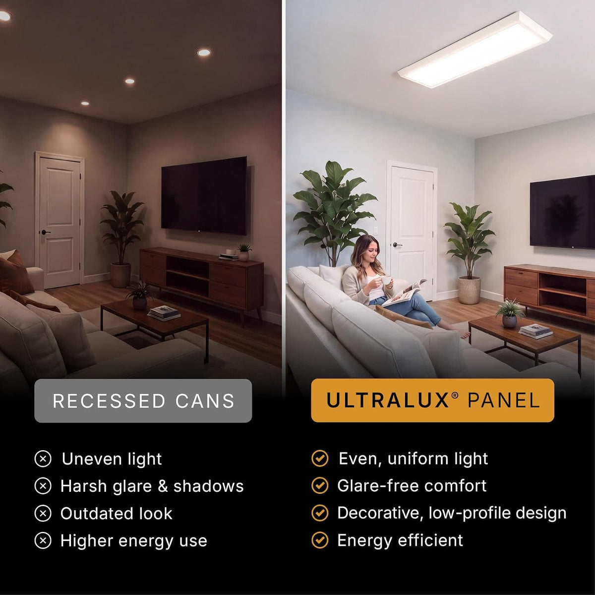 ULTRALUX® 1x4 Deco Frame Surface Mount LED Light Panel