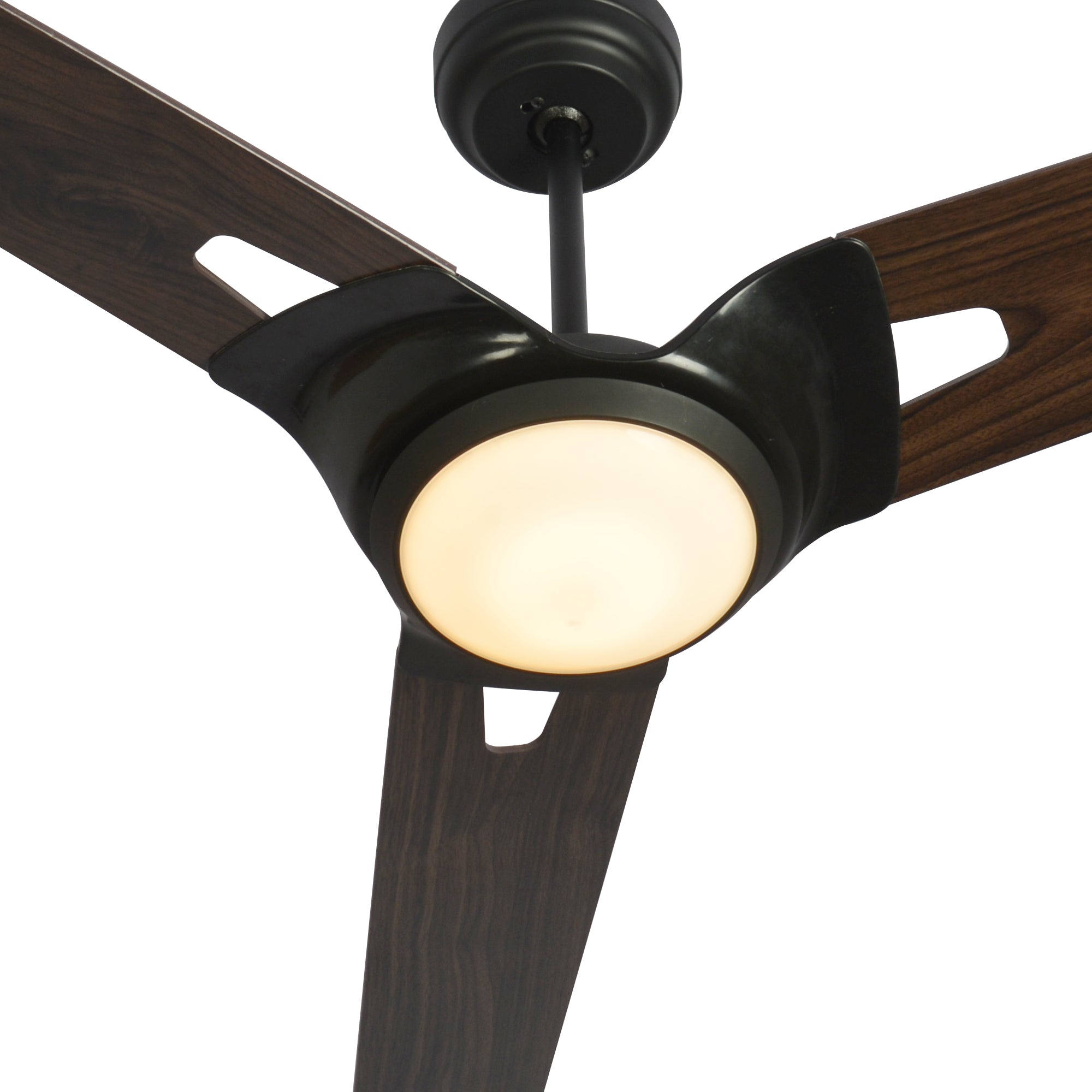 CARRO® HOFFEN 24VDC 3-Blade Smart Ceiling Fan with LED Light Kit & Remote – Matte Black / Dark Walnut