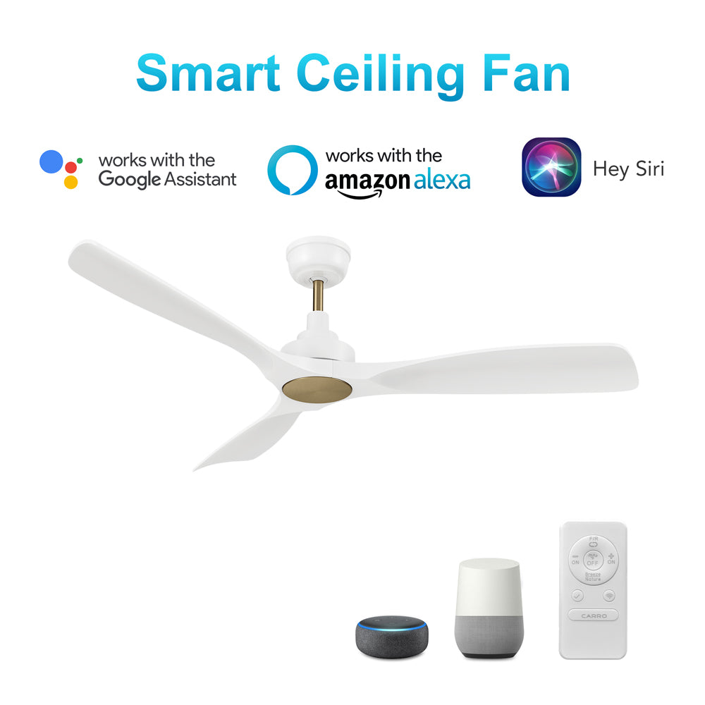 CARRO® KIAMA 24VDC 3-Blade Smart Ceiling Fan with Remote – Matte White / Brushed Gold
