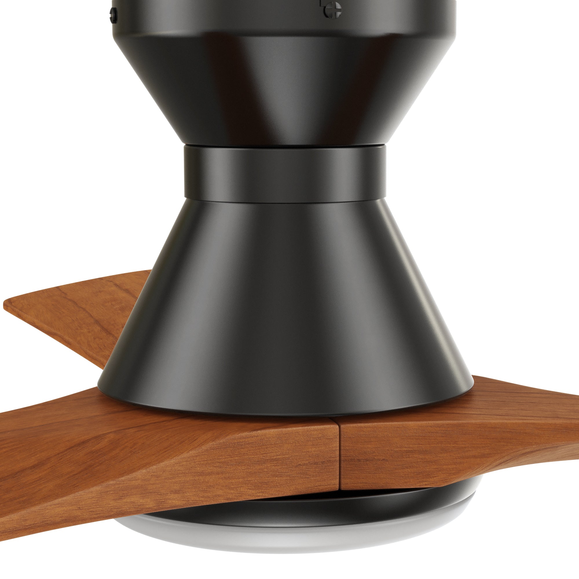 CARRO® NICOLET 24VDC 3-Blade Flush Mount Smart Ceiling Fan with LED Light Kit & Remote – Black / Antique Walnut