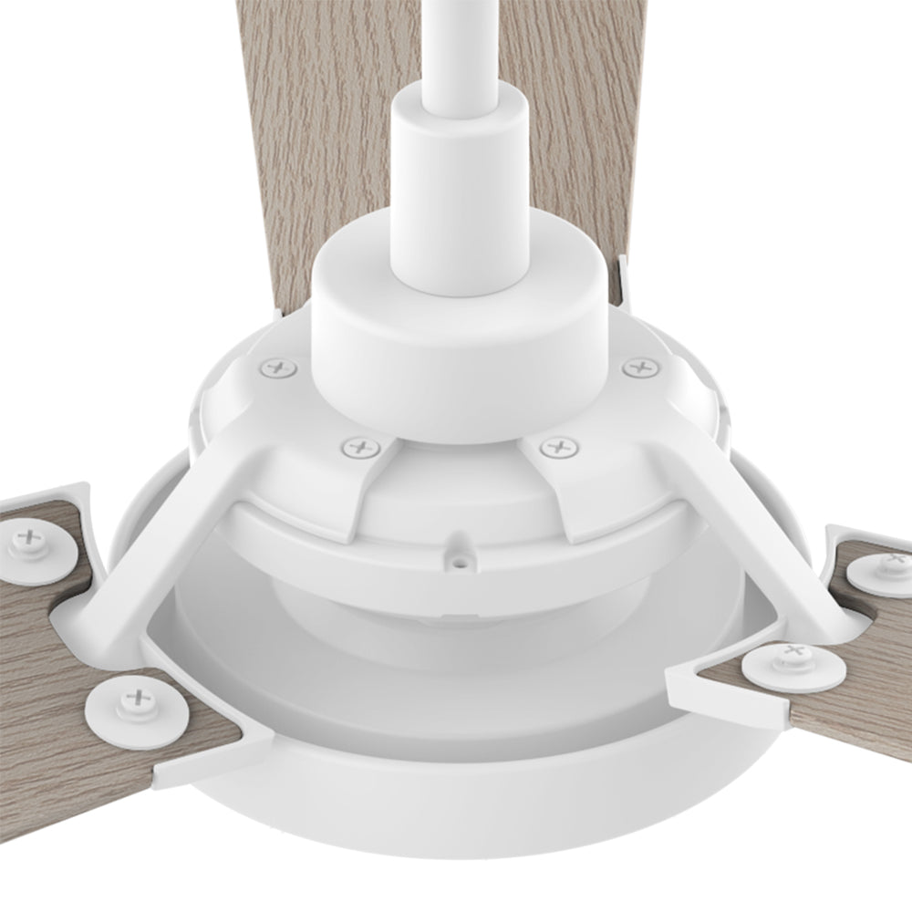 CARRO® BRISA 24VDC 3-Blade Smart Ceiling Fan with LED Light Kit & Remote – Matte White / Light Wood