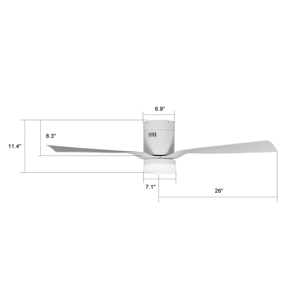 CARRO® SPEZIA 24VDC 3-Blade Flush Mount Smart Ceiling Fan with LED Light Kit & Remote – Matte White