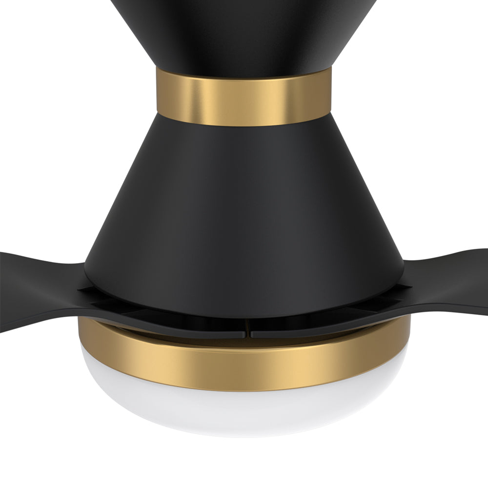 CARRO® SPEZIA 24VDC 3-Blade Flush Mount Smart Ceiling Fan with LED Light Kit & Remote – Matte Black / Brushed Gold