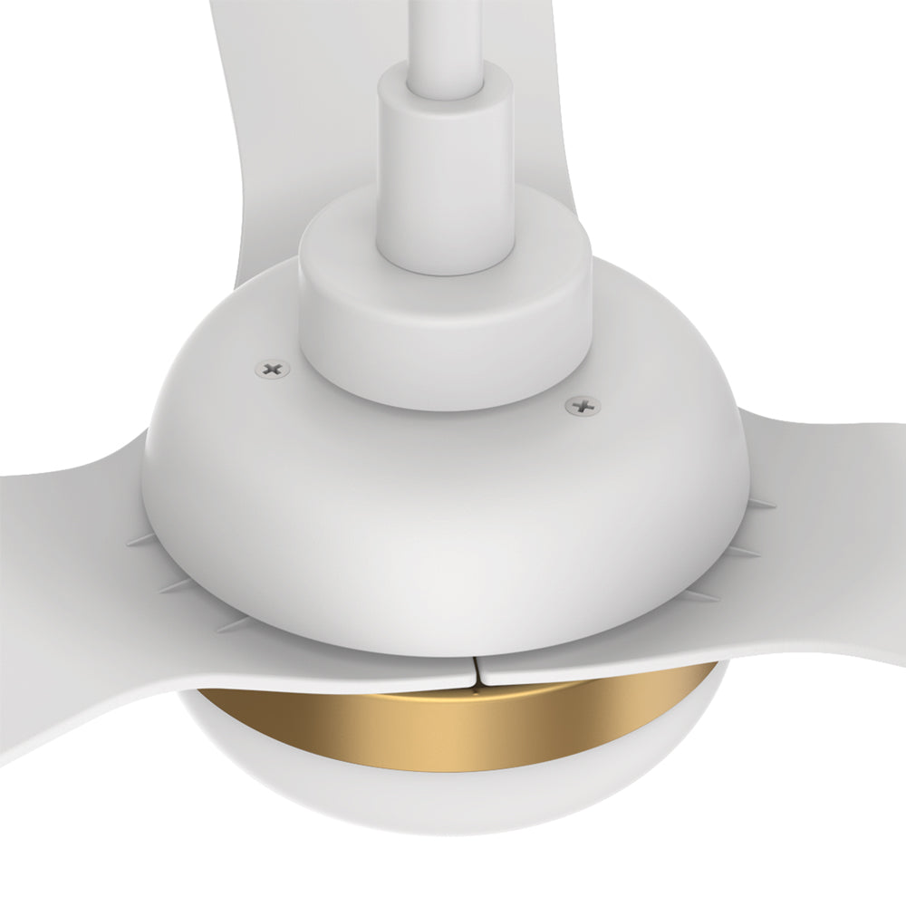 CARRO® SPEZIA 24VDC 3-Blade Smart Ceiling Fan with LED Light Kit & Remote – Matte White / Brushed Gold