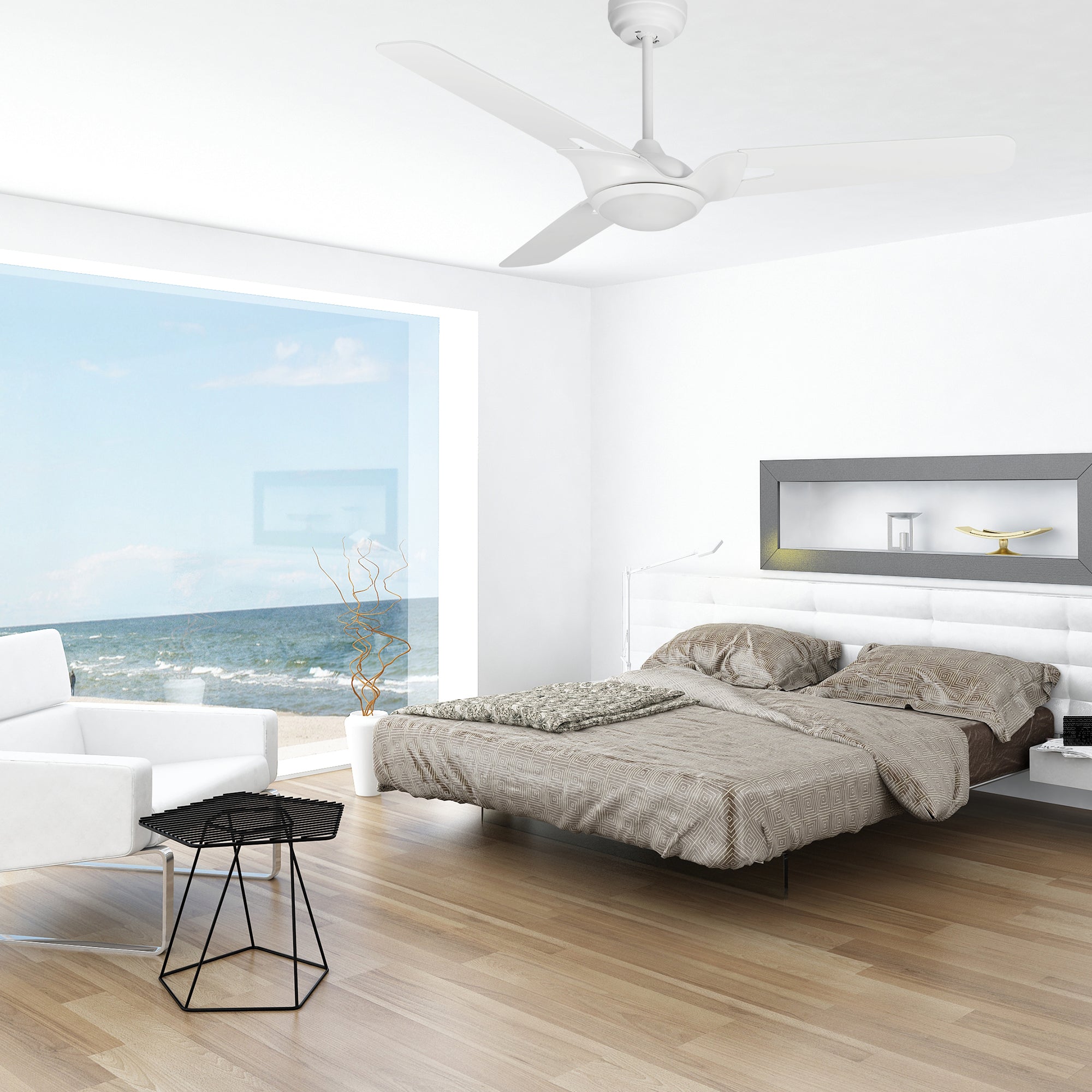 CARRO® HOFFEN 24VDC 3-Blade Smart Ceiling Fan with LED Light Kit & Remote – Matte White