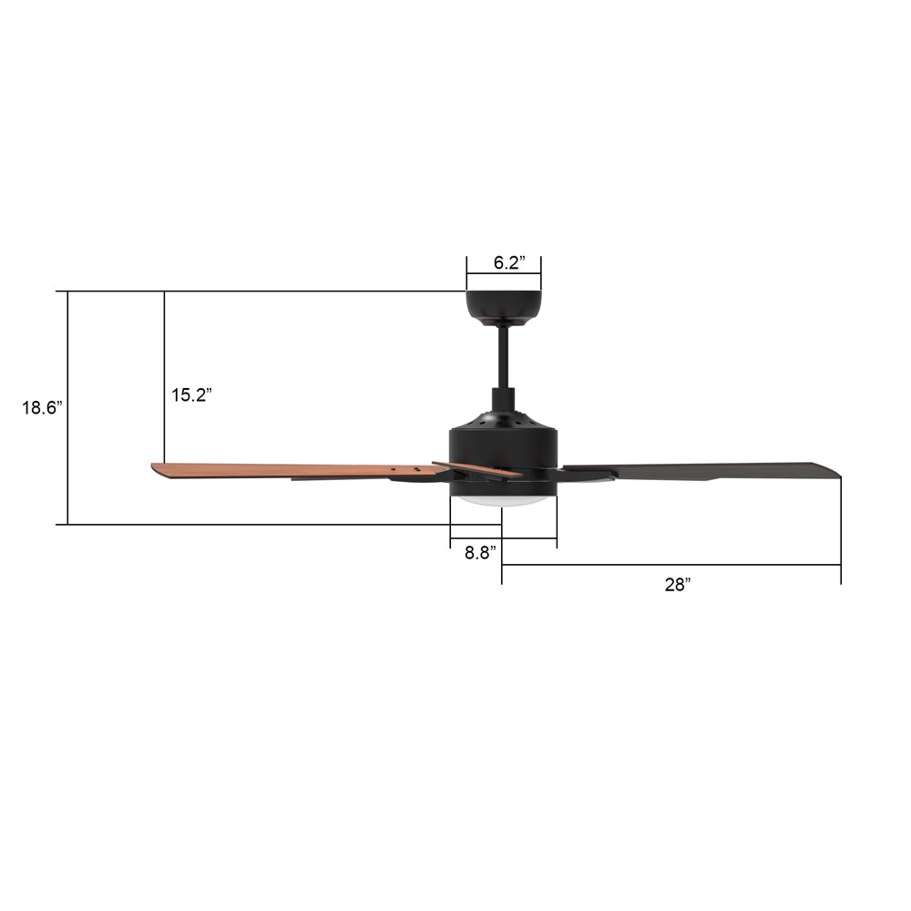 CARRO® APPLETON 24VDC 5-Blade Smart Ceiling Fan with LED Light Kit & Remote – Matte Black / Cherrywood