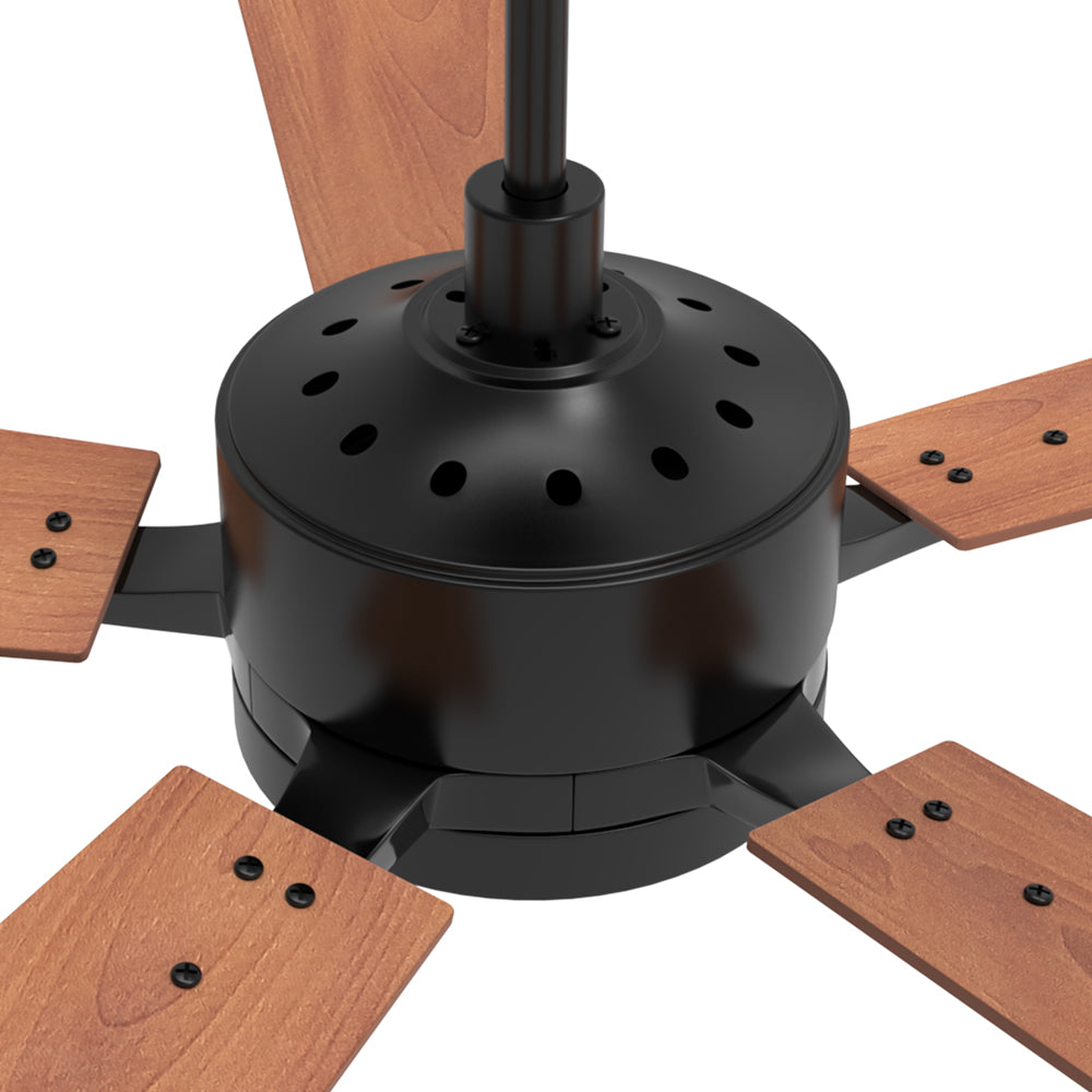 CARRO® APPLETON 24VDC 5-Blade Smart Ceiling Fan with LED Light Kit & Remote – Matte Black / Cherrywood