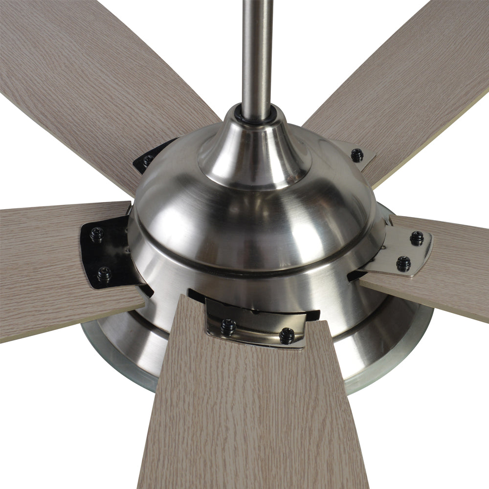 CARRO® JOURNEY 24VDC 5-Blade Smart Ceiling Fan with LED Light Kit & Remote – Brushed Nickel / Light Chestnut