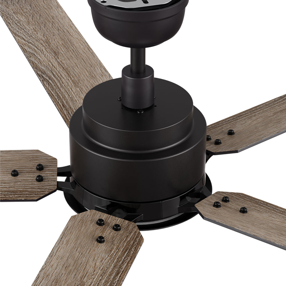 CARRO® ESPEAR 24VDC 5-Blade Smart Ceiling Fan with LED Light Kit & Remote – Matte Black/Weathered Walnut