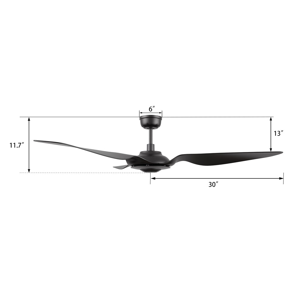 CARRO® FLETCHER 24VDC 3-Blade Smart Ceiling Fan with Remote – Matte Black