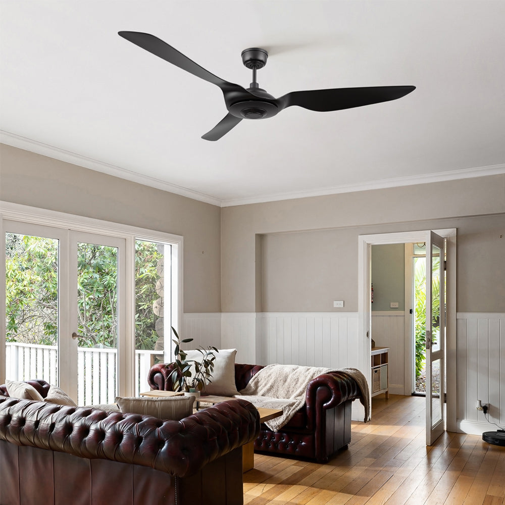 CARRO® FLETCHER 24VDC 3-Blade Smart Ceiling Fan with Remote – Matte Black