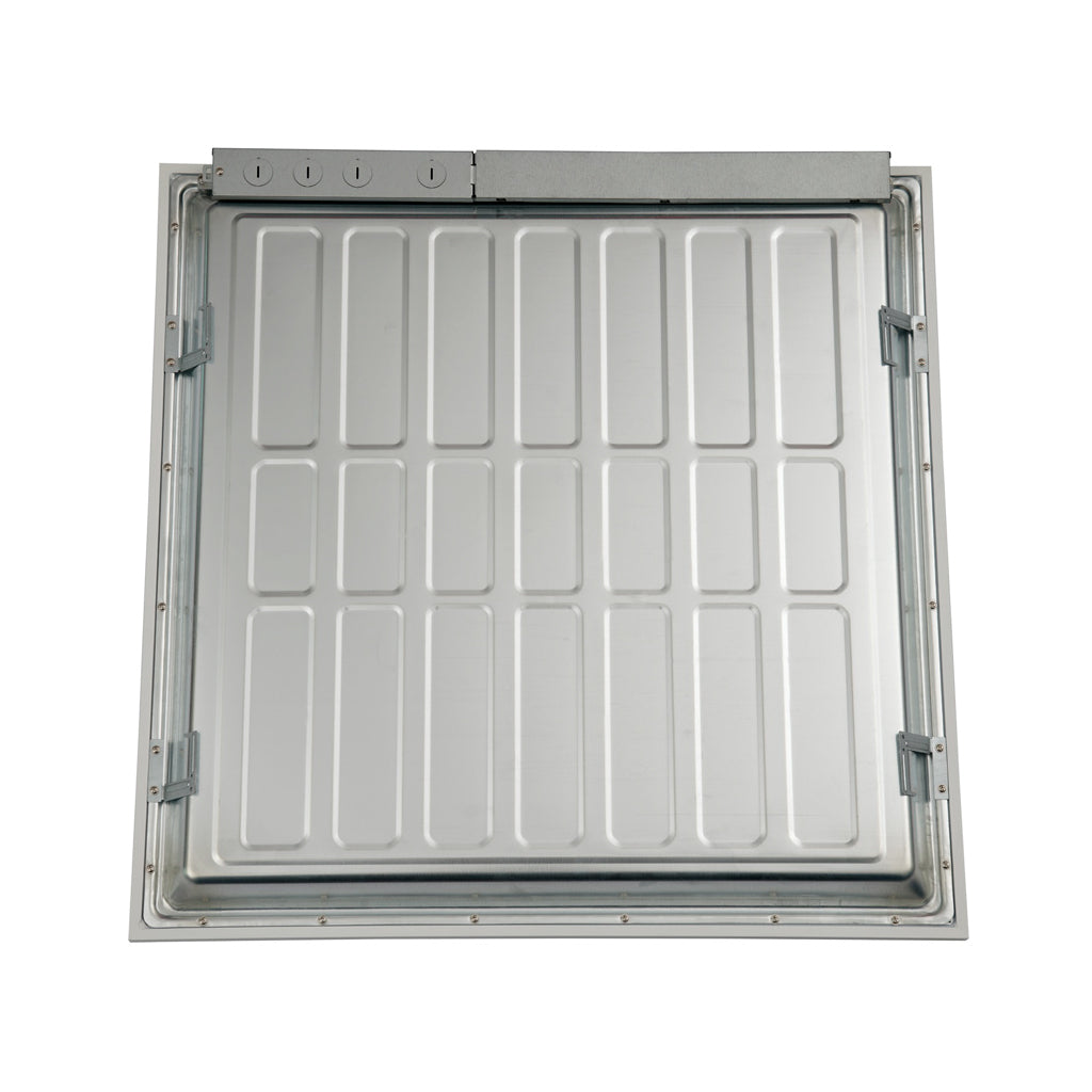 top view of square led light panel on white background