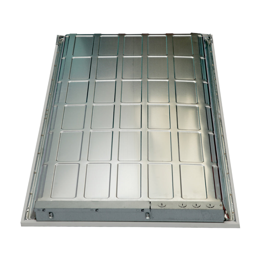 top view of led panel light on white background