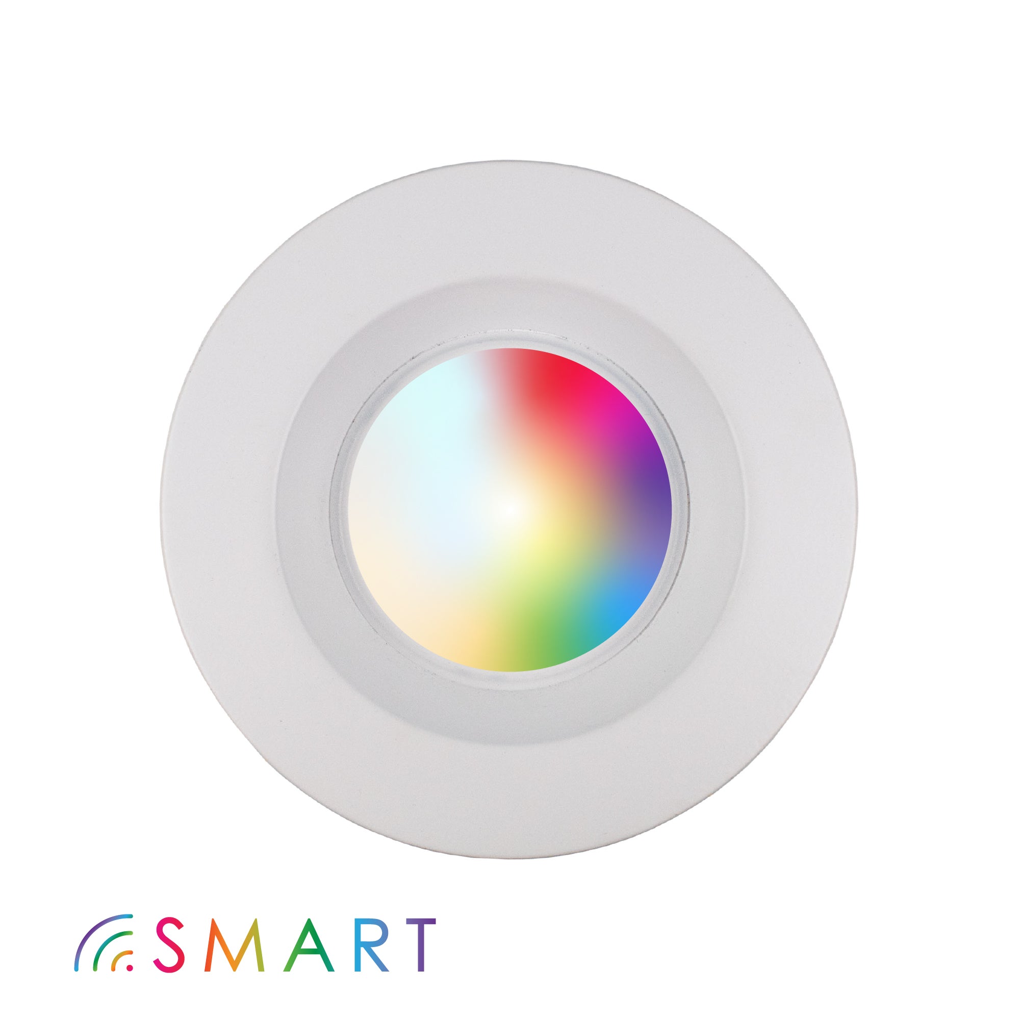 smart led puck lights on white background