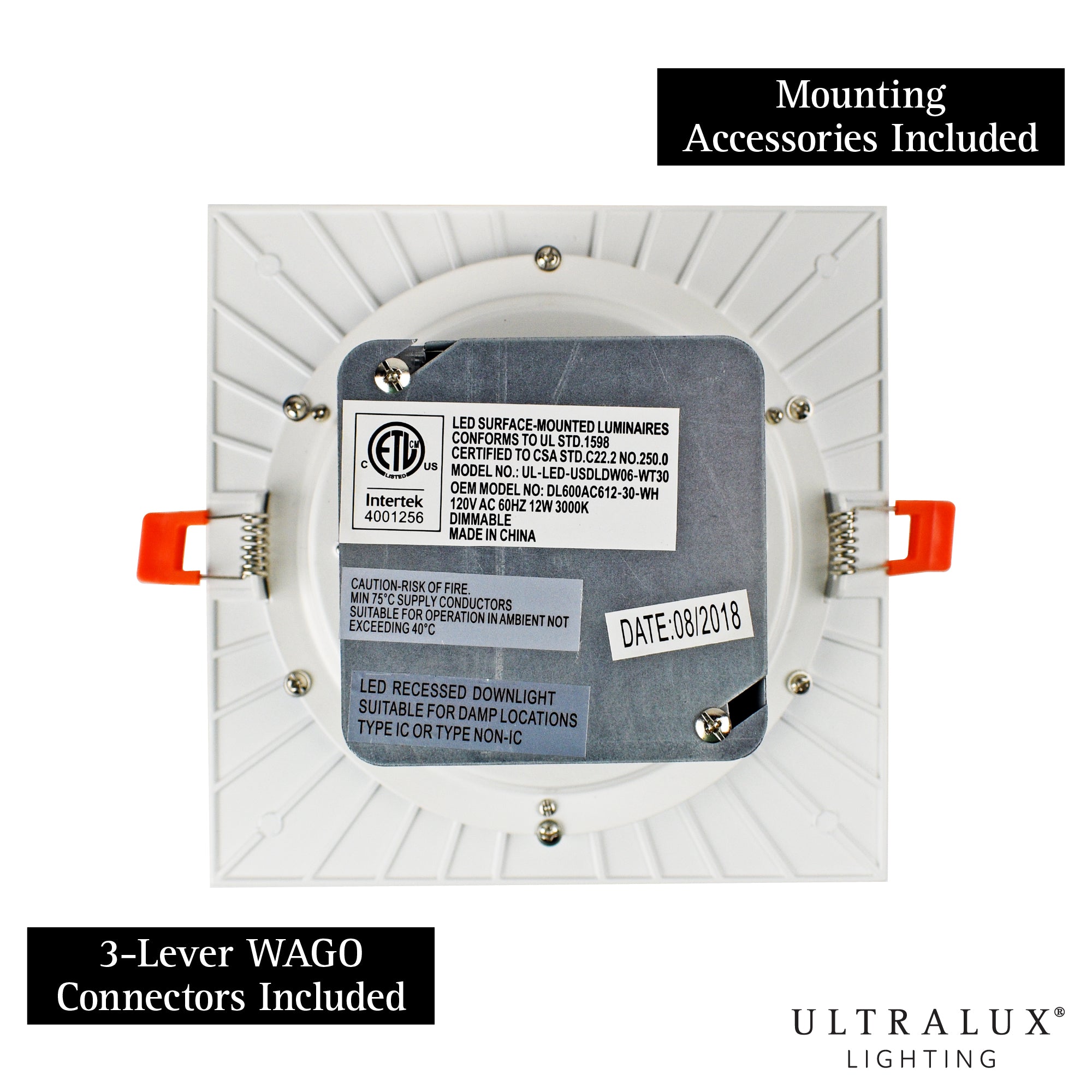 top of square recessed led downlight