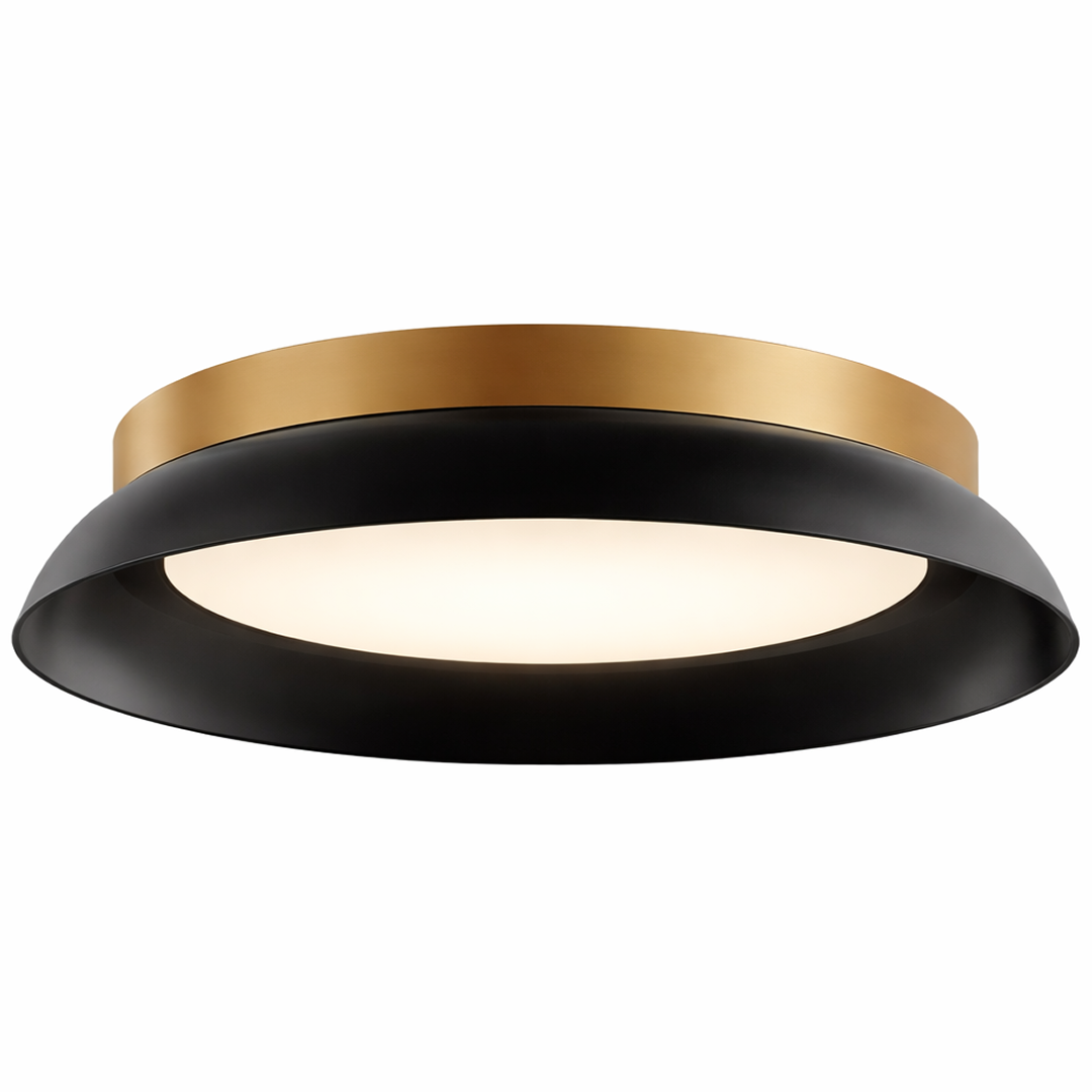 15" UltraLux® 48-51V DC Dual Tone Semi-Flush Ceiling Light  – Matte Black / Brushed Gold