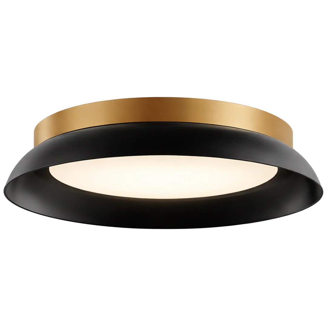 15" UltraLux® 48-51V DC Dual Tone Semi-Flush Ceiling Light– Matte White / Brushed Gold