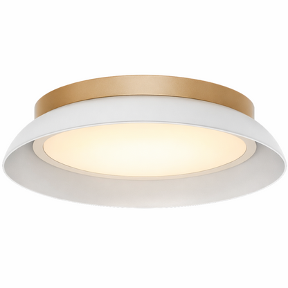 15" UltraLux® 48-51V DC Dual Tone Semi-Flush Ceiling Light– Matte White / Brushed Gold
