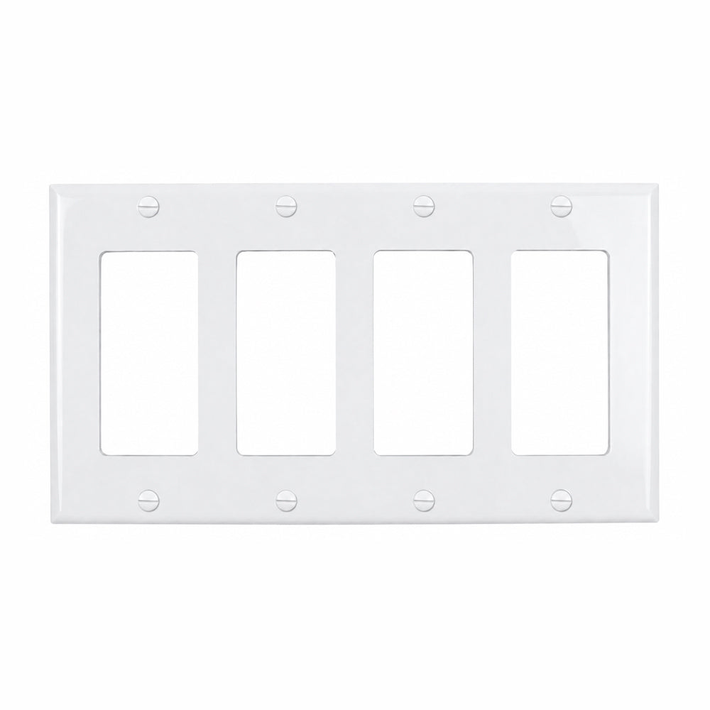 4-Gang Standard Wall Plate - Glossy White