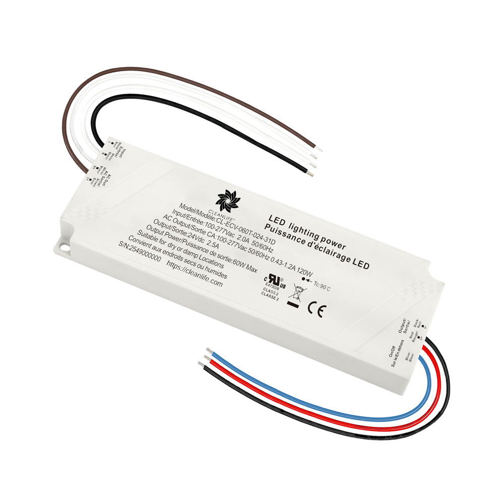 CLEANLIFE® CL-ECV-060 Backlit Mirror LED Driver with Defogger Output (24V DC)