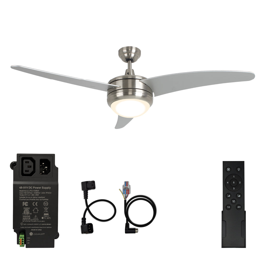 CLEANLIFE® 48V DC Ceiling Fan Upgrade Kit - Brushed Nickel