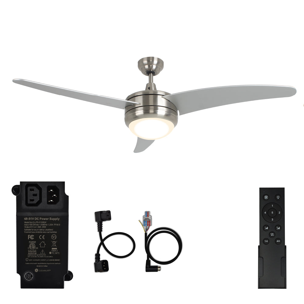 CLEANLIFE® 48V DC Ceiling Fan Upgrade Kit - Brushed Nickel