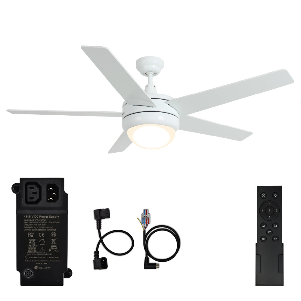 CLEANLIFE® 48V DC Ceiling Fan Upgrade Kit - Matte White