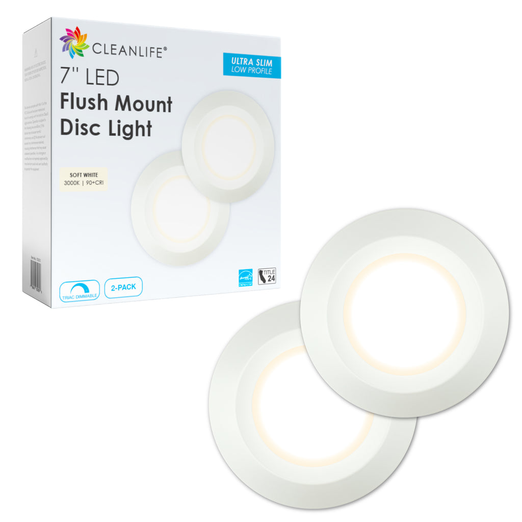 CLEANLIFE® 7" LED Flush Mount Disc Light (2-Pack)