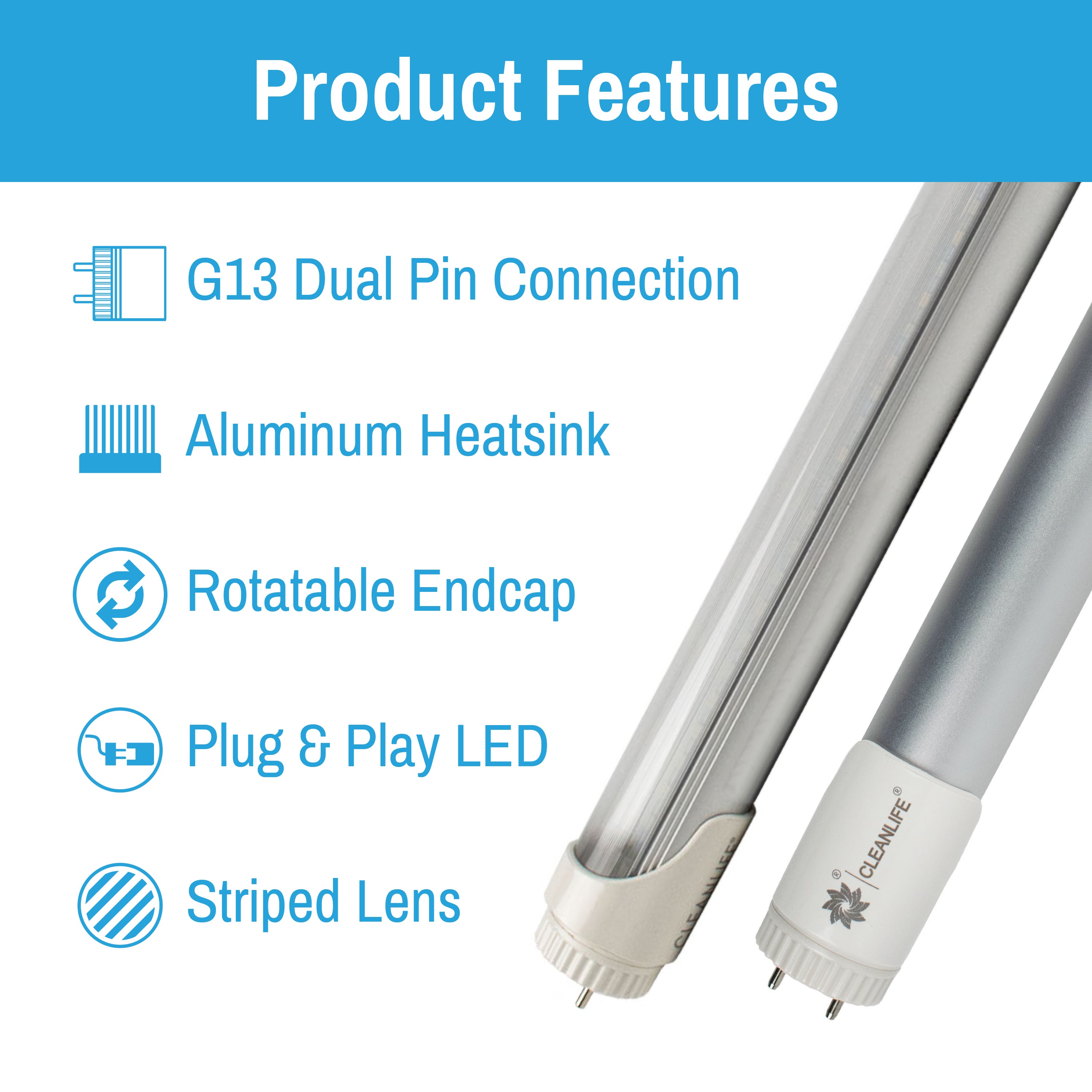 High Power InstantStart® LED Light Tube (Striped) 6-Pack