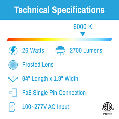 InstantStart® LED Light Tube (6-Pack)
