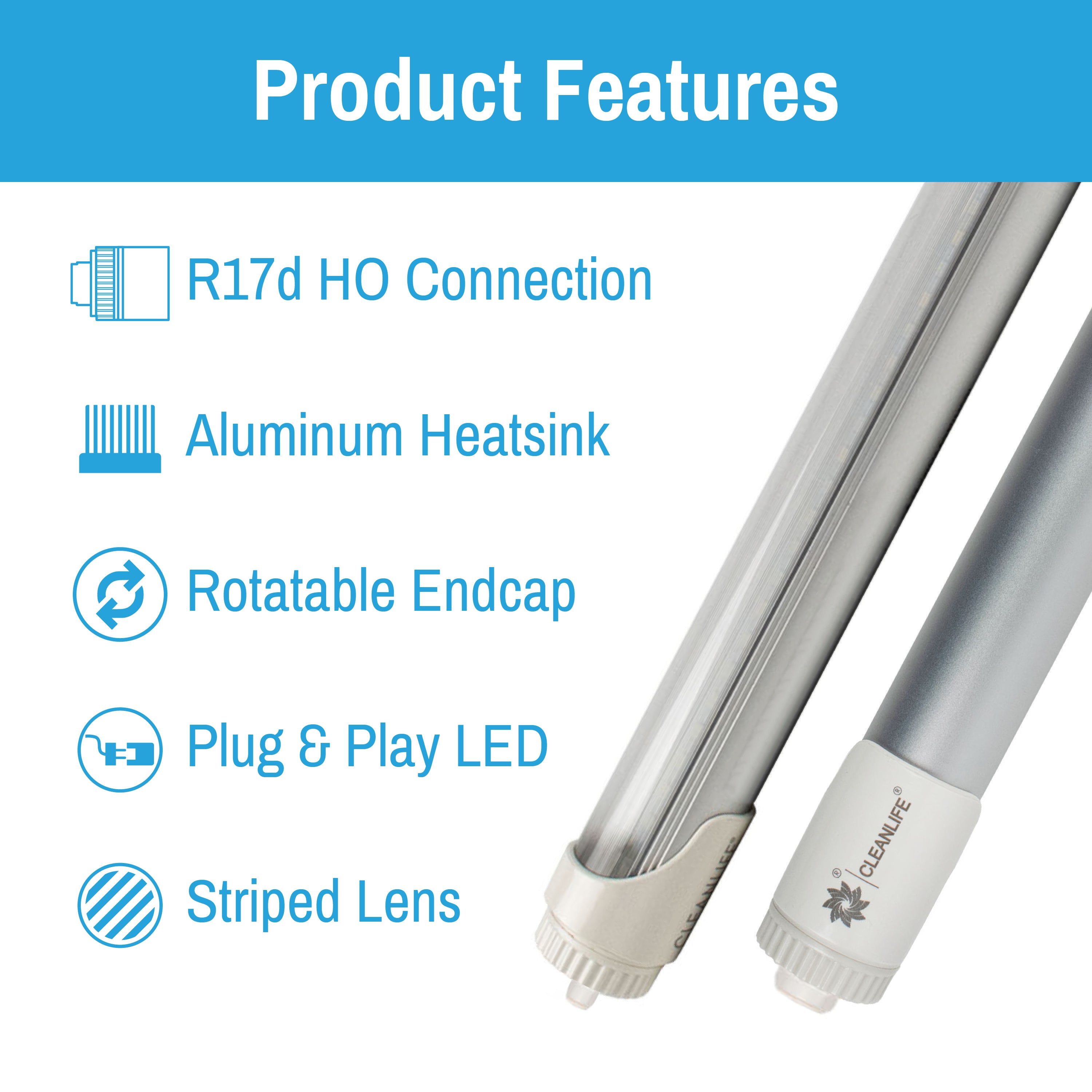 High Power InstantStart® LED Light Tube (Striped) 6-Pack