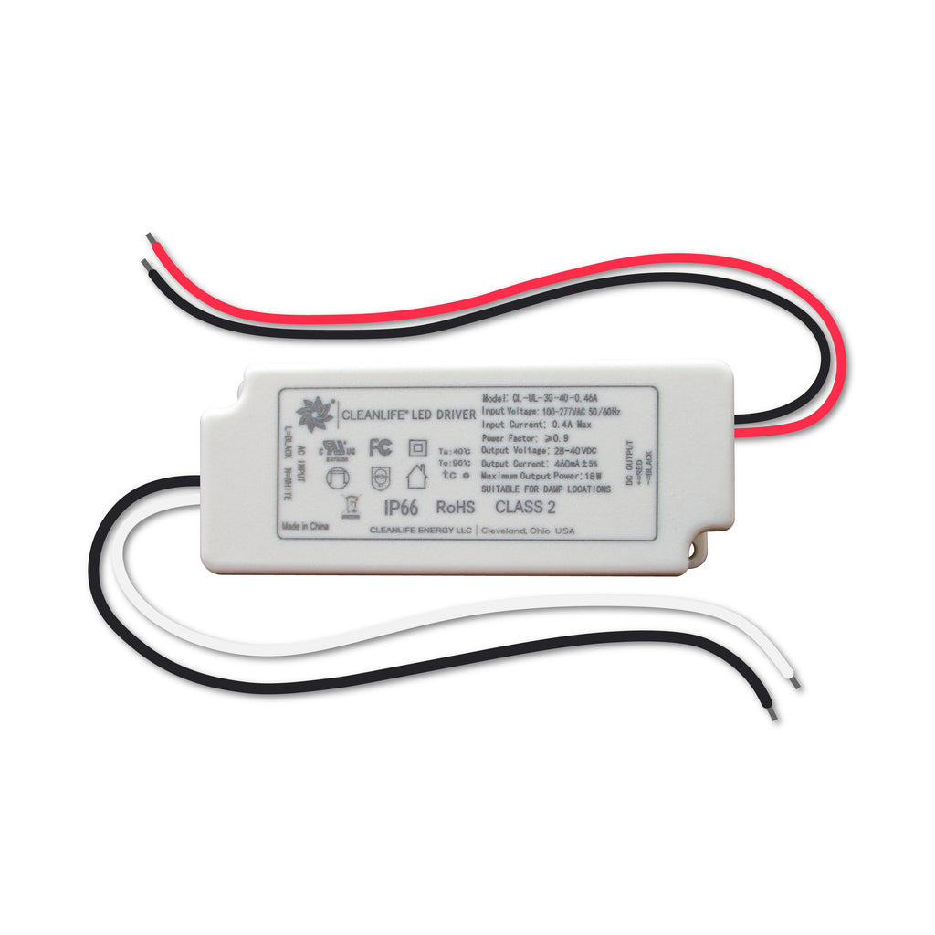 CLEANLIFE® CL-UL-30-40-0.46A LED Driver 28-40V 18W IP66