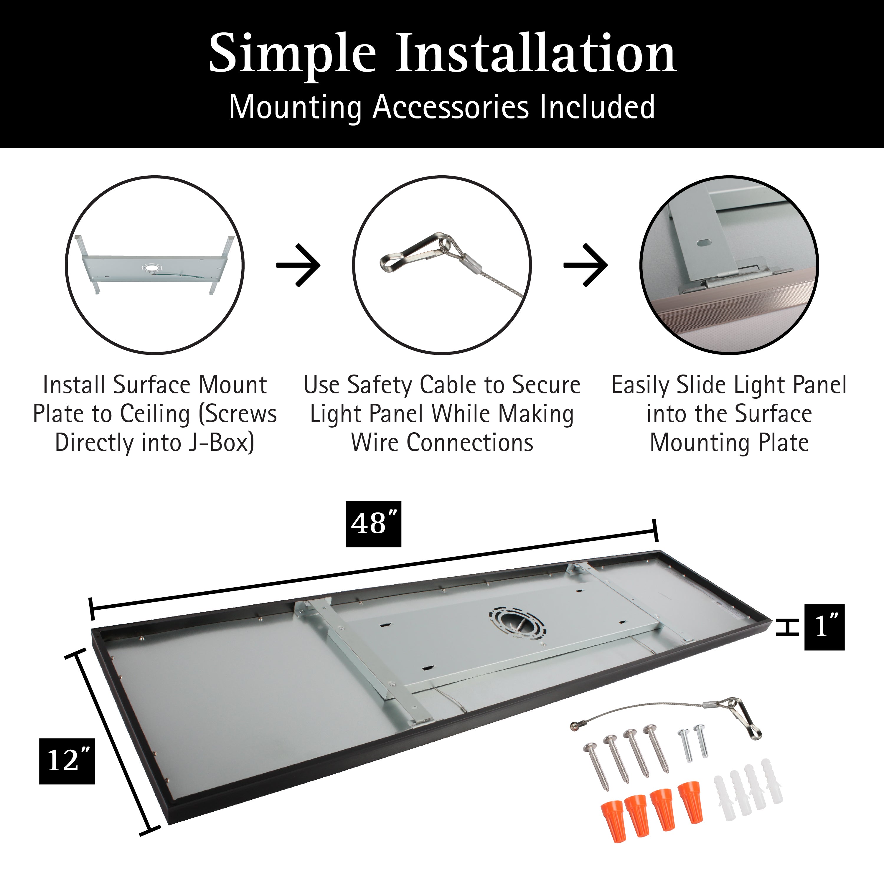 ULTRALUX® CCT Switchable Surface Mount LED Panel Light - 1' x 4' (3000K/4000K/5000K)
